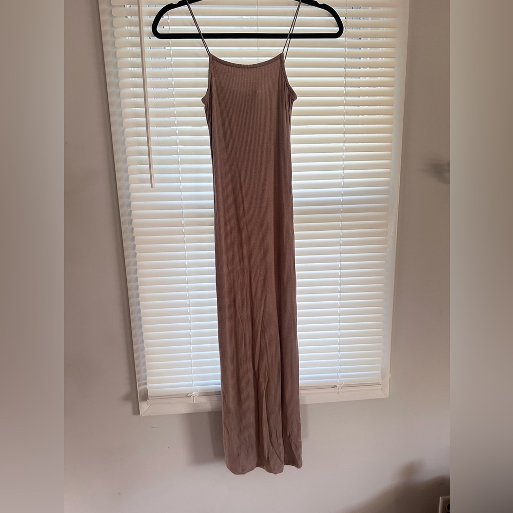 Spaghetti Strap Maxi Dress in Beige